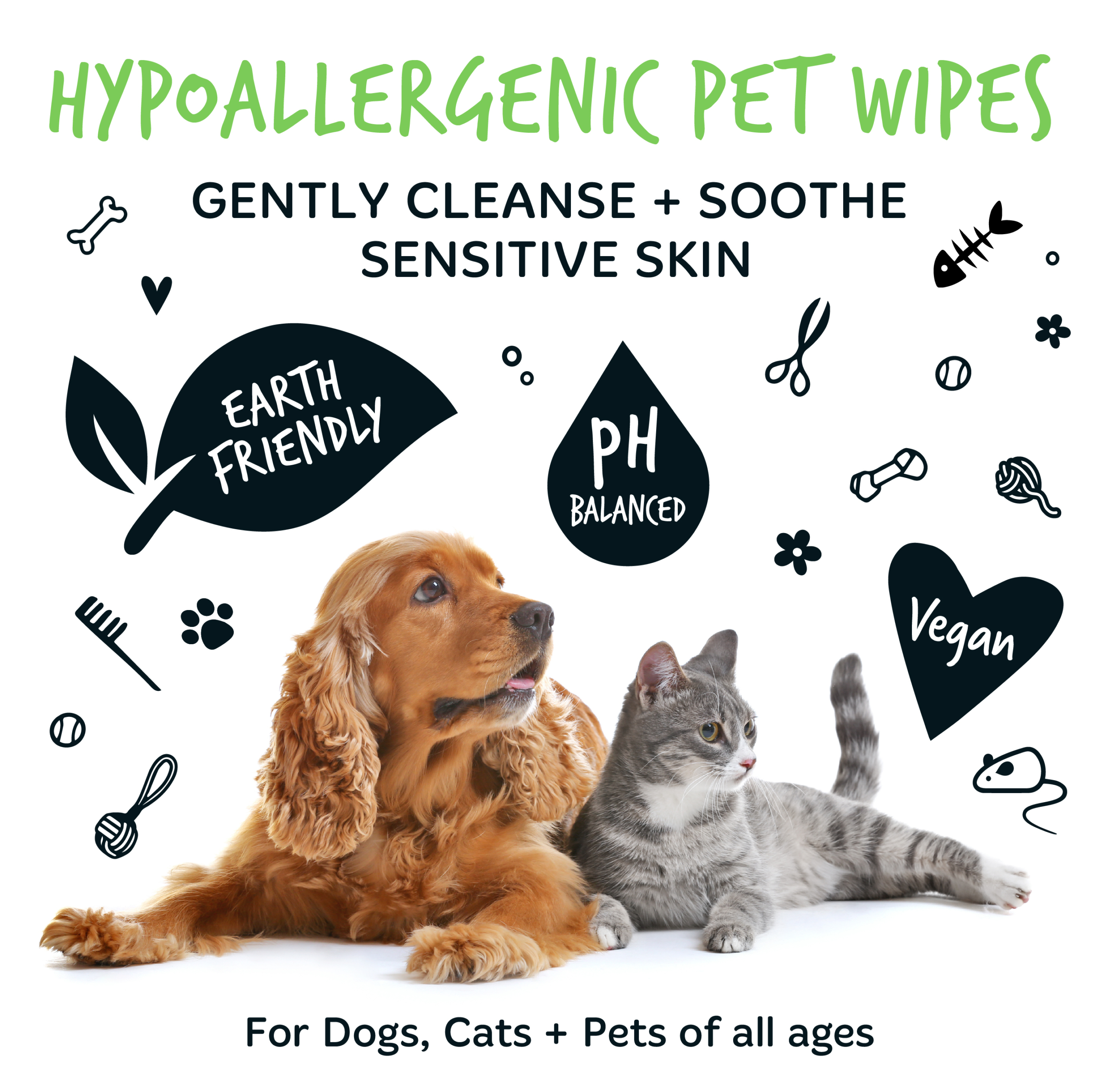 Bugalugs Biodegradable Pet Wipes (20 Large Plastic Free & plant based Wipes) Fragrance Free for dogs and cats - Image 3