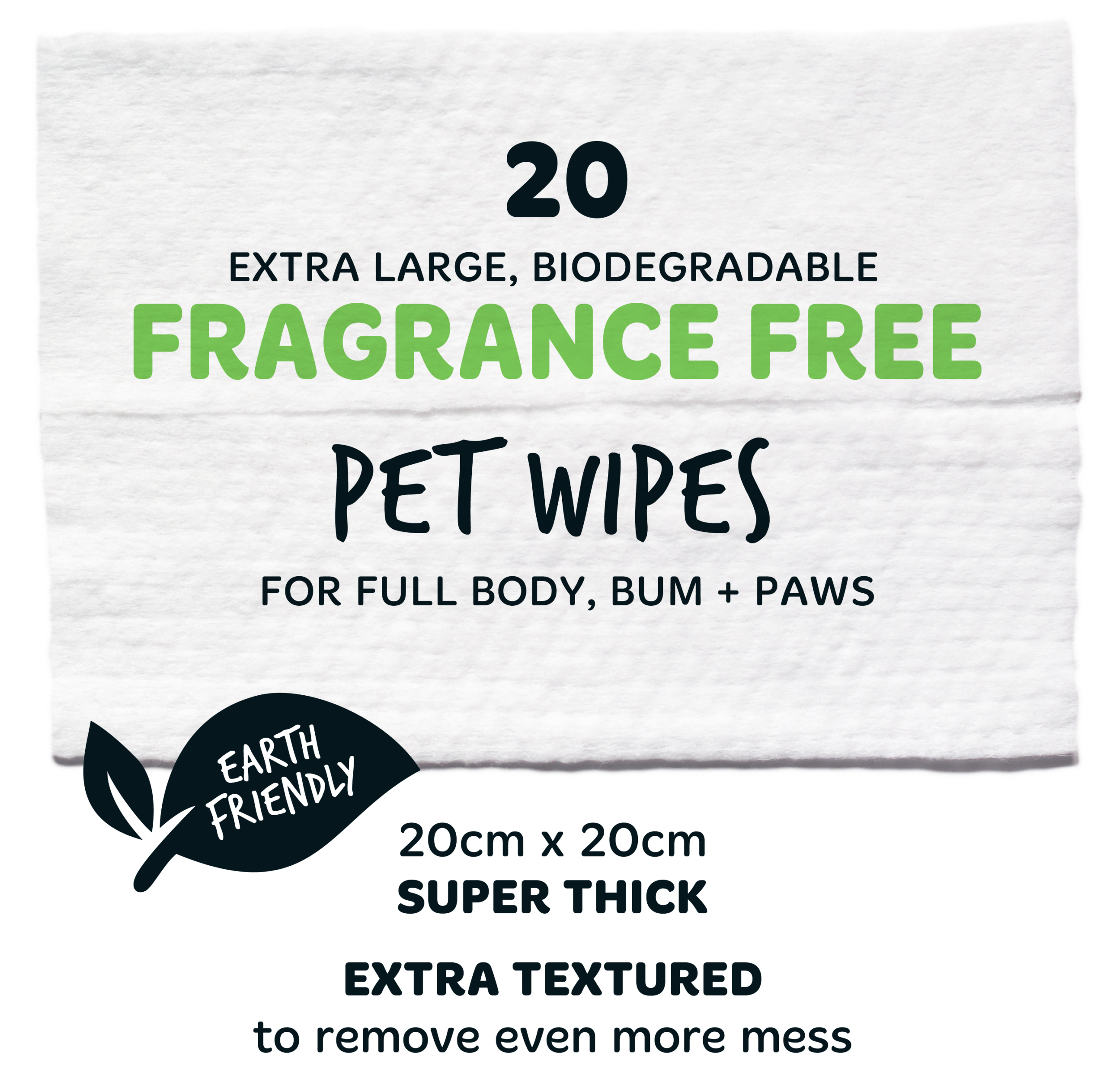 Bugalugs Biodegradable Pet Wipes (20 Large Plastic Free & plant based Wipes) Fragrance Free for dogs and cats - Image 6