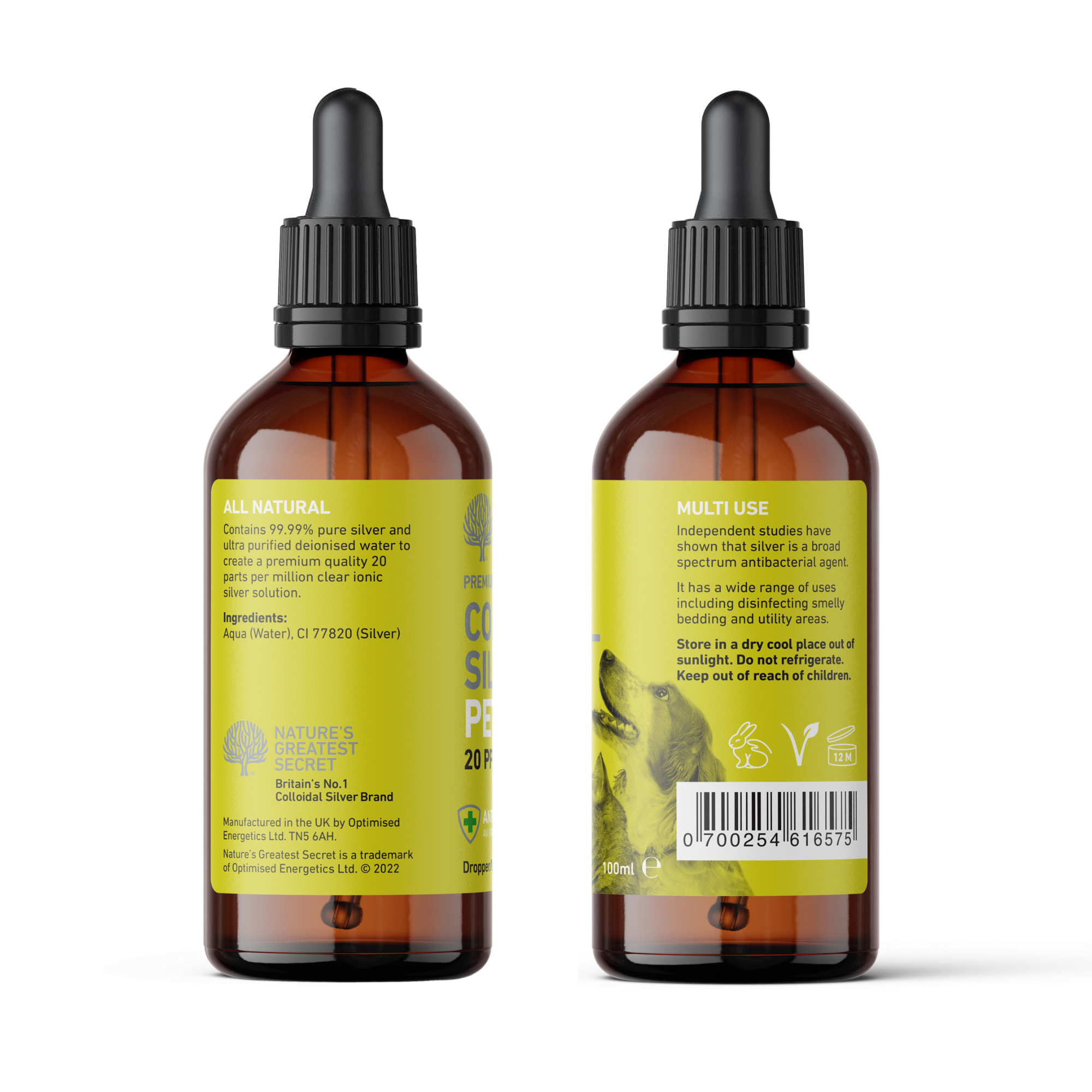 Natures Great Secret, Colloidal Silver Spray 20PPM 100ml Dropper - Image 2