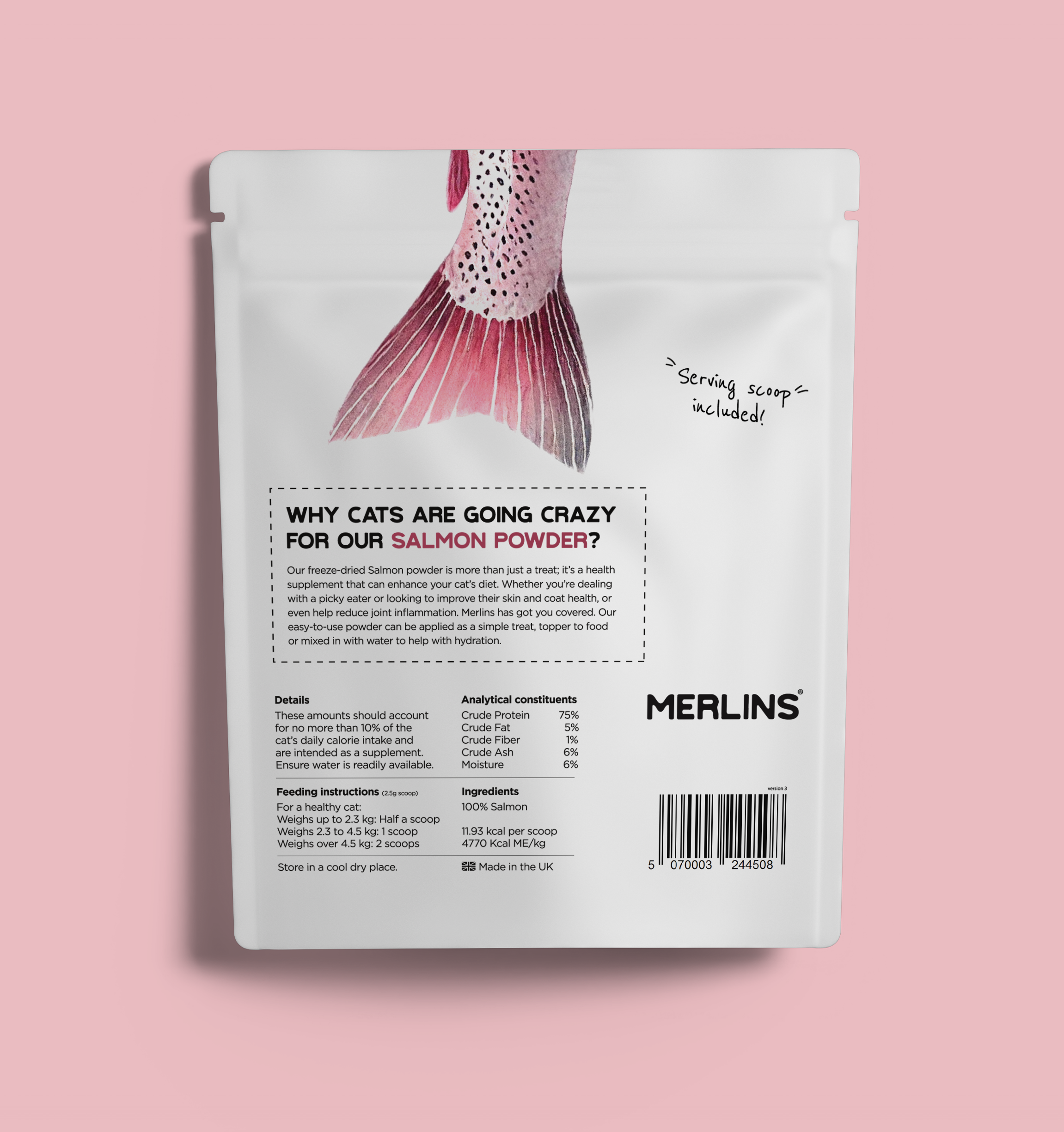Merlins 100% Freeze‑Dried Salmon Powder 100g - Image 2